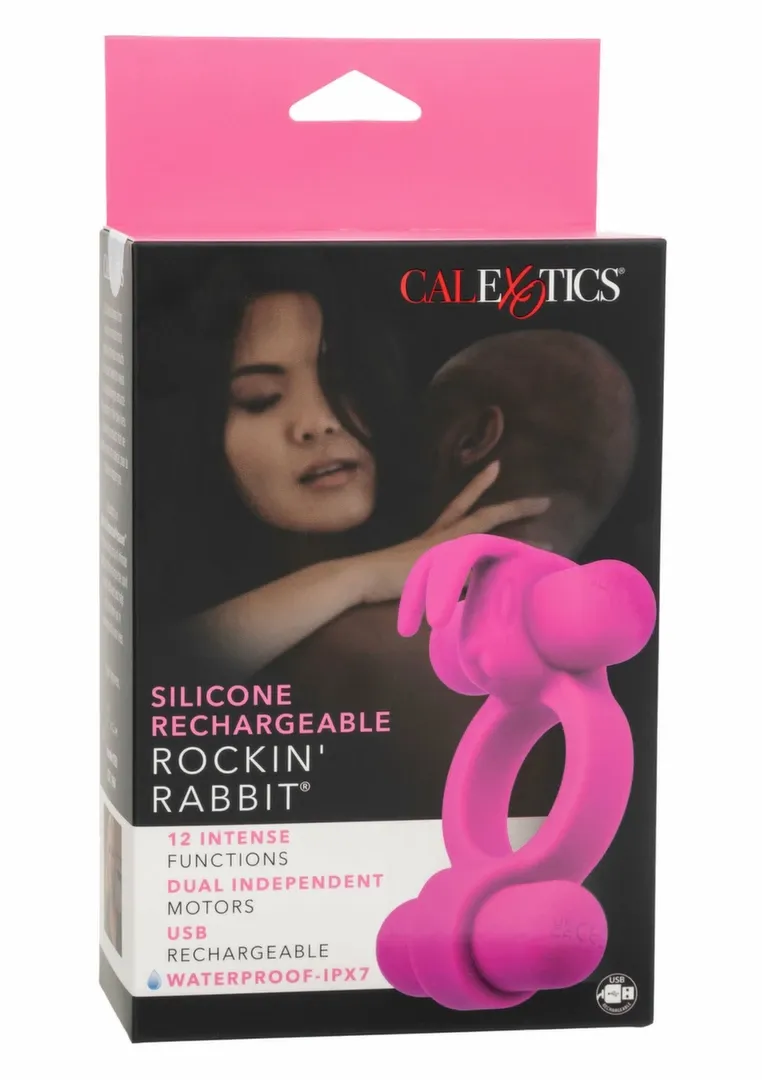 CalExotics Rockin Rabbit nabíjecí vibrační kroužek pro páry fialový - obrázek 3