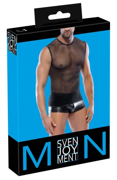 Pánské tričko Svenjoyment z hrubé síťoviny, pružný polyamid, černé, XL/2XL