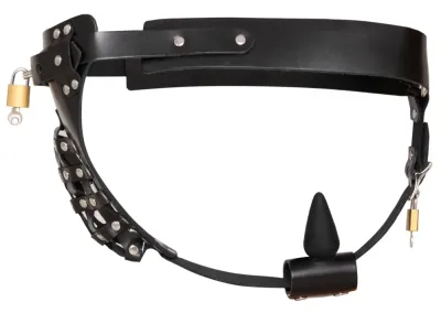 Pánský kožený jockstrap ZADO, uzamykatelný, s kovovými cvoky, černý - obrázek 7