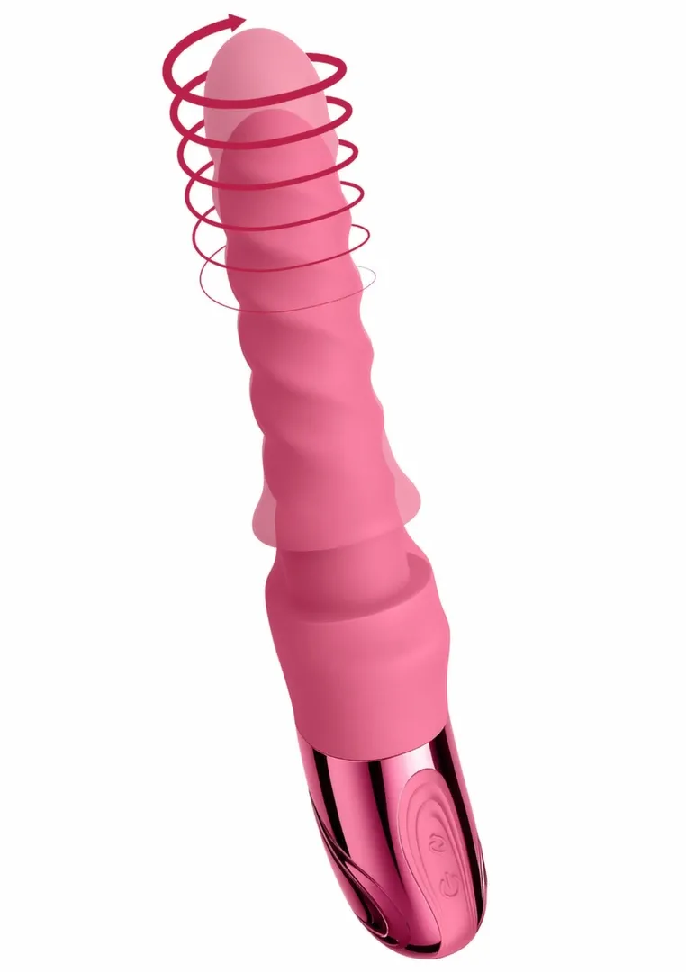 Přirážecí stimulátor s rotací She.E.O Swirl Ribbed, 14 cm, fialový