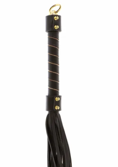 Bič TABOOM Studded Whip s cvočky z veganské umělé kůže, černozlatý - obrázek 3