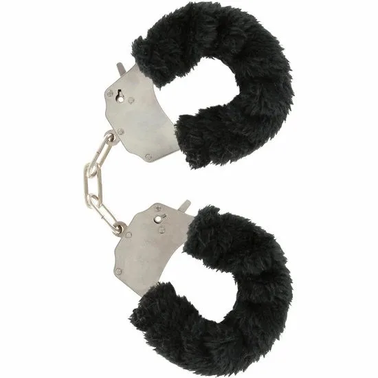 Plyšová pouta ToyJoy Furry Fun Cuffs, černá