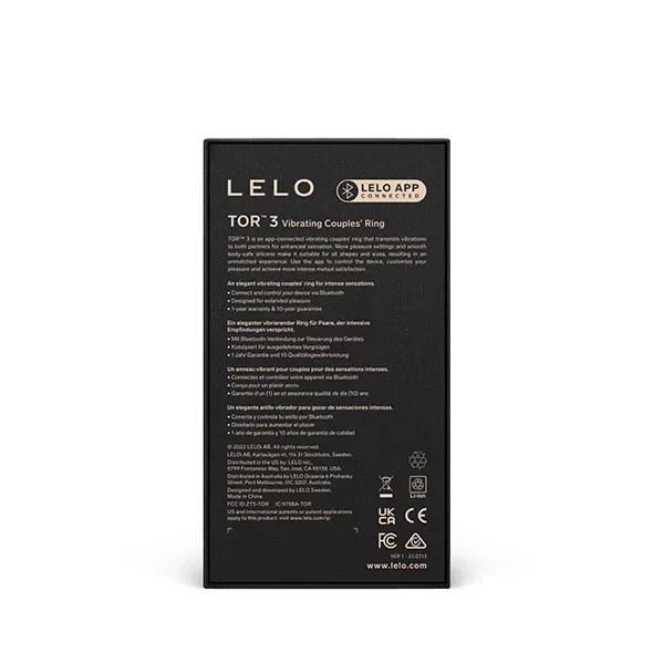Vibrační erekční kroužek LELO TOR 3, ovládání aplikací, fialový - obrázek 4