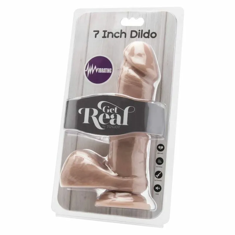 Realistický vibrátor Get Real s varlaty a kabelovým ovladačem, tělový, 18 cm - obrázek 2