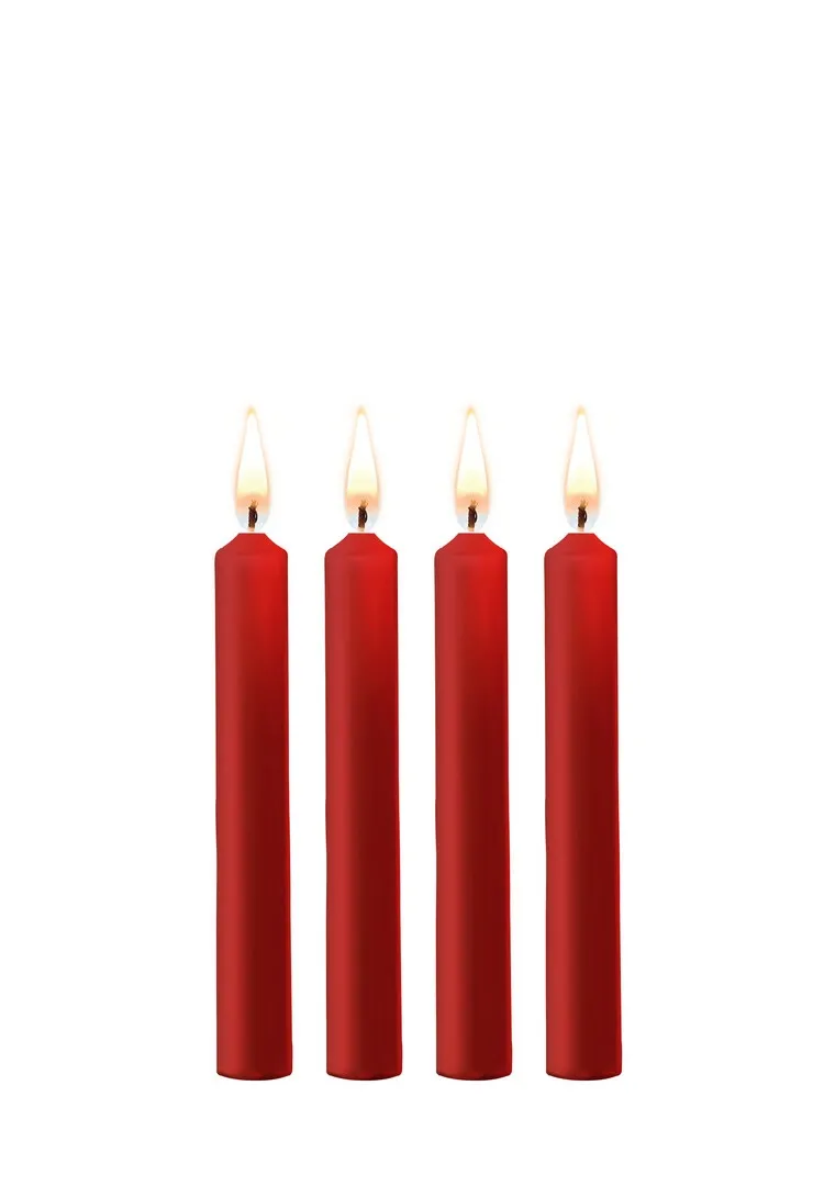 Svíčky na voskové hrátky Ouch! Teasing Wax Candles, 4 ks, červené