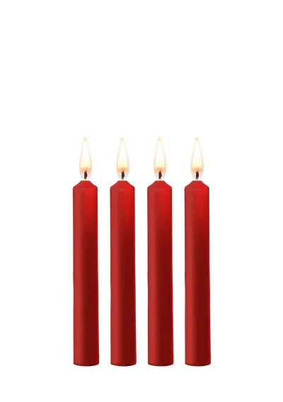 Svíčky na voskové hrátky Ouch! Teasing Wax Candles, 4 ks, červené