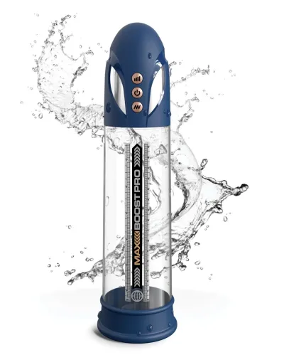 Automatická vakuová pumpa na penis Pump Worx Max Boost Pro Flow, modrá, 30,5 cm - obrázek 2