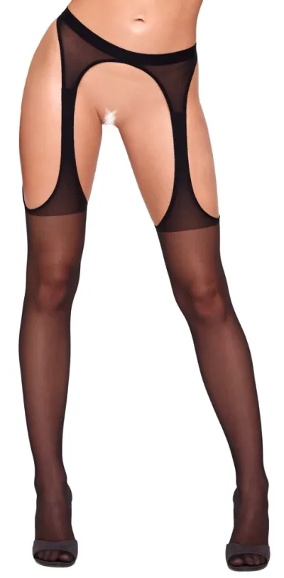 Punčocháče Cottelli LEGWARE Sex Tights s otevřeným rozkrokem, černé, S/M - obrázek 2