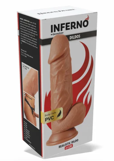 Realistické dildo Inferno by Hidden Desire, PVC, 21 cm, kompatibilní s postrojem - obrázek 3