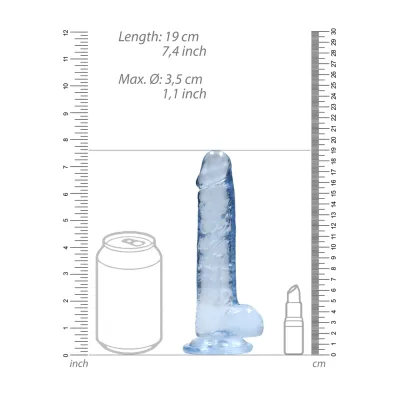 Realistické dildo RealRock Crystal Clear Model 7 s přísavkou, průhledné, 19 cm - obrázek 6