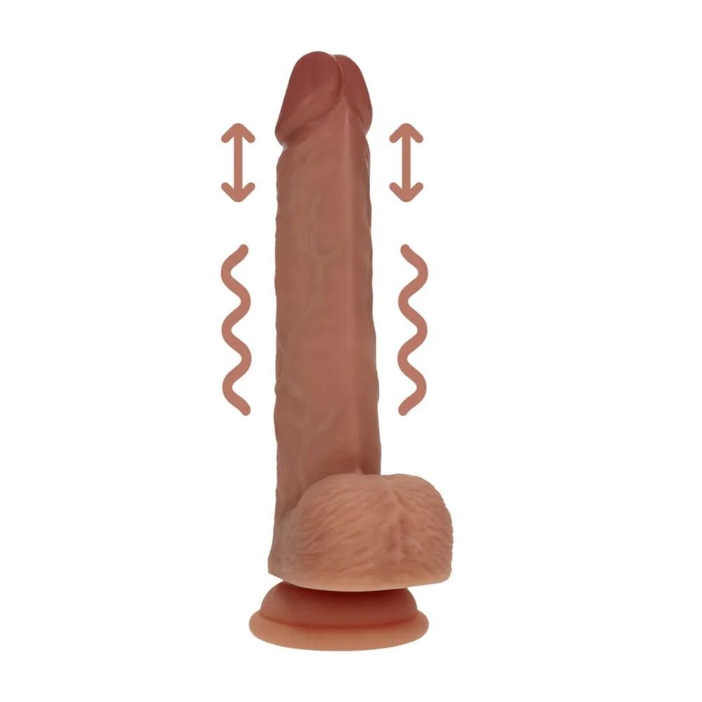 Realistický přirážecí vibrátor RealRock Dual Density, silikon, tmavší tělový, 17,8 cm