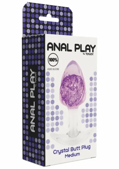 Silikonový anální kolík ToyJoy Crystal Plug Medium s krystalem, černý, 8,2 cm - obrázek 2