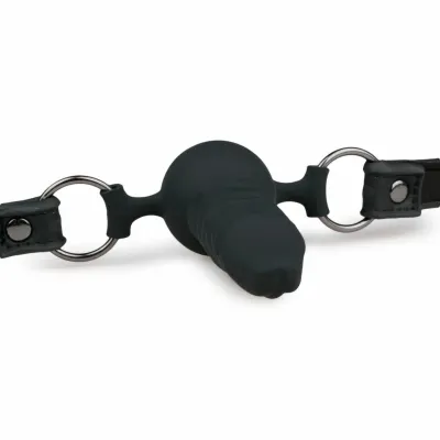 Silikonový roubík s kuličkou EasyToys, nastavitelný, 60 cm, černý - obrázek 4