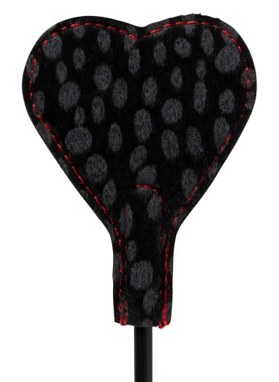 Jezdecký bičík You2Toys Heart Mini Crop s umělou kožešinou, černo-červený, 25 cm - obrázek 6