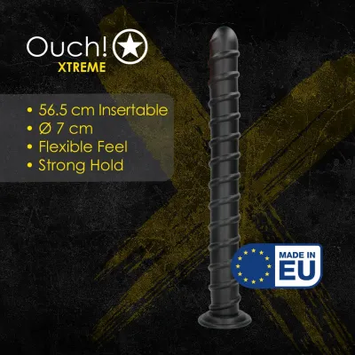 Extra dlouhý spirálový anální kolík Ouch! Pole of Power s přísavkou, černý, 56,5 cm - obrázek 4