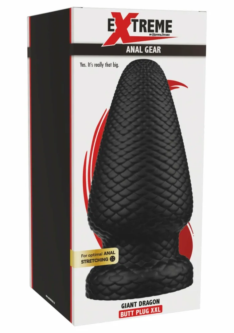 Anální kolík Giant Dragon XXL s dračími šupinami a přísavkou, PVC, černý, 22 cm - obrázek 2
