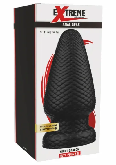 Anální kolík Giant Dragon XXL s dračími šupinami a přísavkou, PVC, černý, 22 cm - obrázek 2