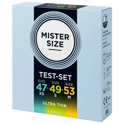 Zkušební sada kondomů Mister Size Pure Feel, 47, 49 a 53 mm, 3 ks - obrázek 3