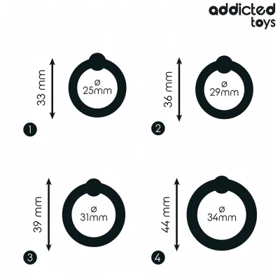 Sada 4 silikonových erekčních kroužků Addicted Toys, černá - obrázek 4
