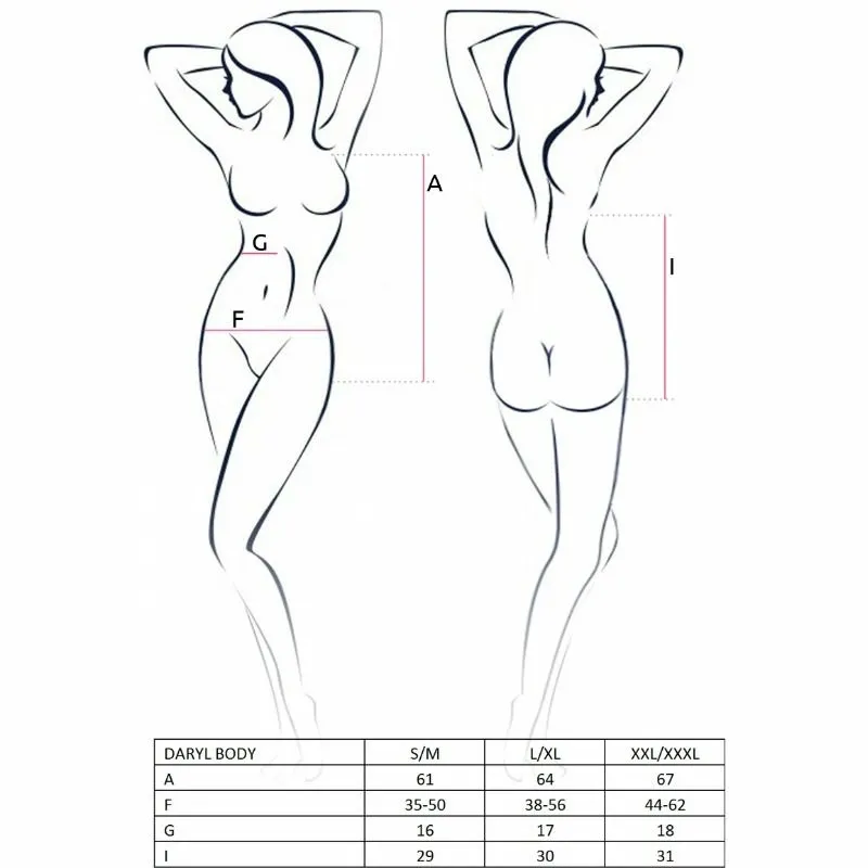Erotické body Passion Daryl, černé, S/M - obrázek 2