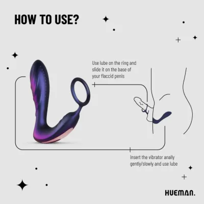 Anální vibrátor Hueman Black Hole s erekčním kroužkem, 10 režimů, silikon - obrázek 3