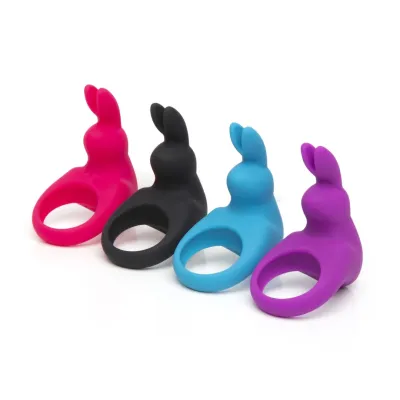 Vibrační erekční kroužek Happy Rabbit Rechargeable s dvojitými oušky, modrý - obrázek 3