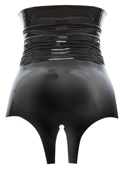 Latexové slipy LateX s vysokým pasem a otevřenou přední částí, černé, S - obrázek 6