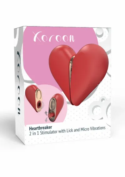 Stimulátor Xocoon Heartbreaker 2 v 1 s vibracemi a lízáním, silikon, růžový - obrázek 3