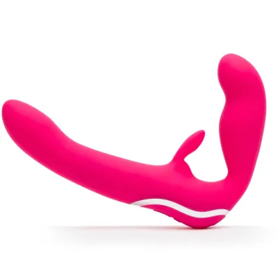 Vibrační strap-on bez postroje Happy Rabbit, 15 režimů, silikonový, růžový - obrázek 2