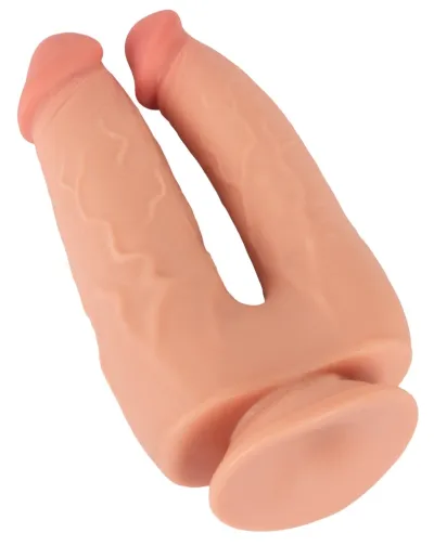 Dvojité dildo Nature Skin Bendable Double Penetrator s přísavkou, TPE, 20/19 cm - obrázek 7