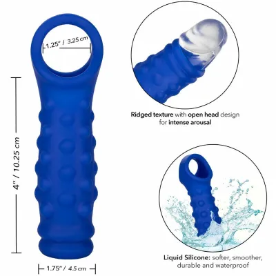 Návlek na penis s kuličkami CalExotics Admiral, tekutý silikon, modrý - obrázek 4