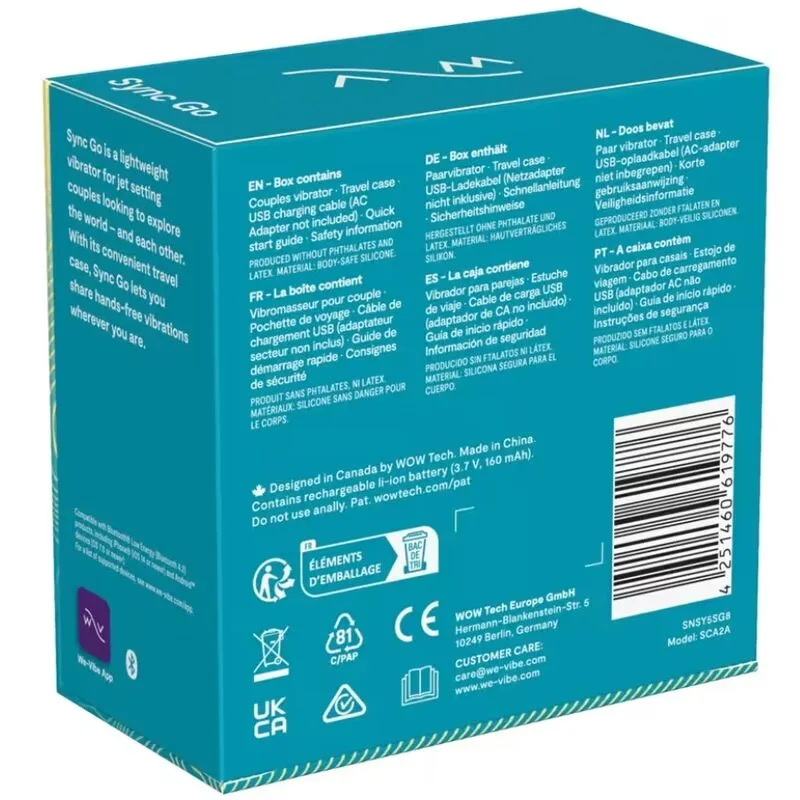 Vibrátor pro páry We-Vibe Sync Go s aplikací, tyrkysový - obrázek 12