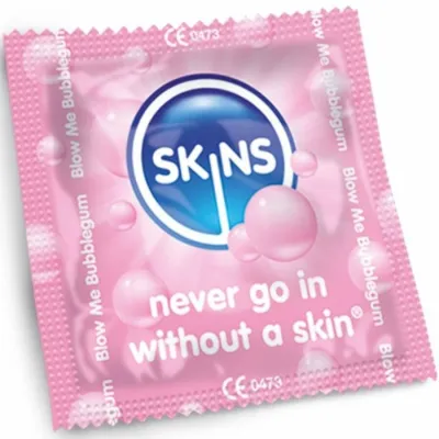 Kondomy Skins Bubblegum s příchutí žvýkačky, 8 ks - obrázek 3