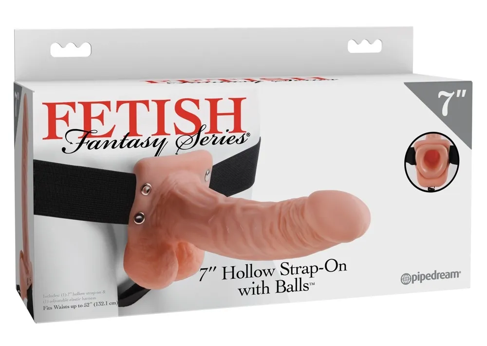 Dutý strap-on s varlaty Fetish Fantasy Series 7″, 17,8 cm, tělový