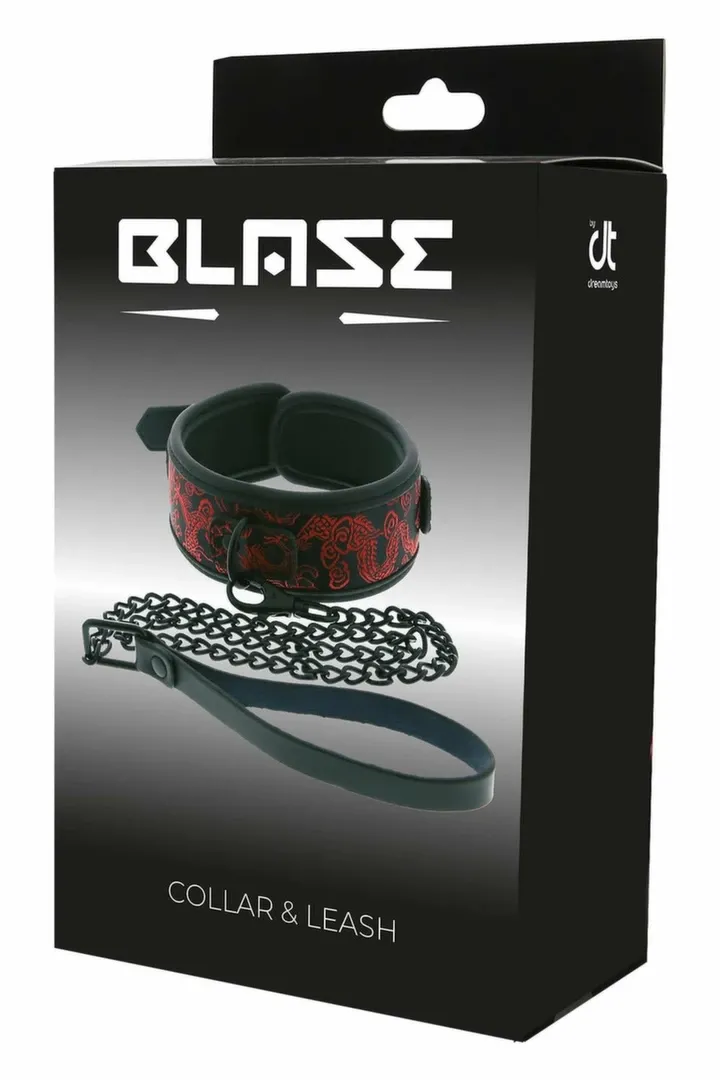 Obojek s vodítkem Dream Toys Blaze Deluxe, nastavitelný, s výšivkou, černý
