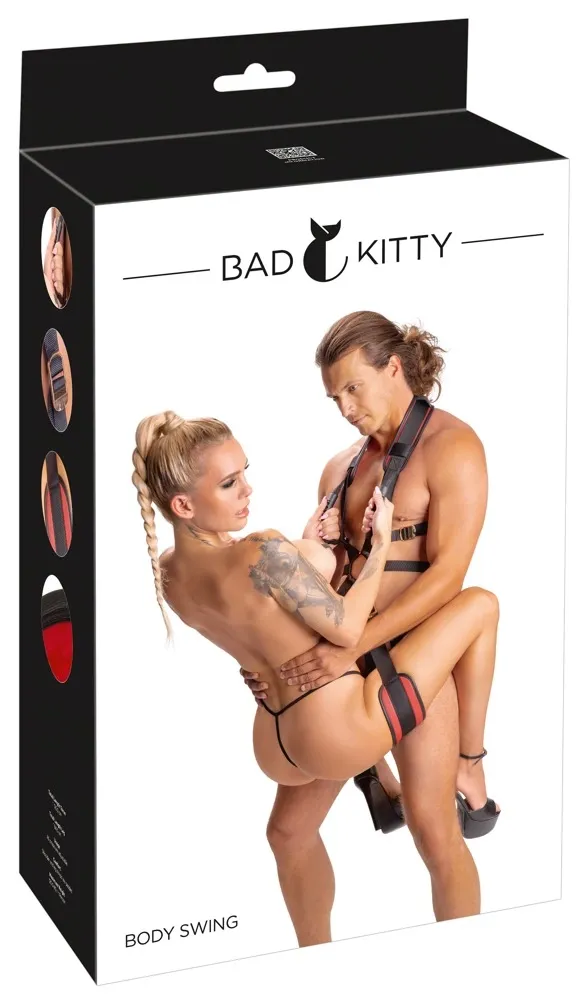 Postroj pro polohy s oporou Bad Kitty Body Swing, černo-červený, nosnost 120 kg