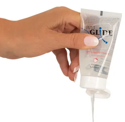 Lubrikační gel Just Glide Strawberry na vodní bázi, jahoda, 50 ml - obrázek 3