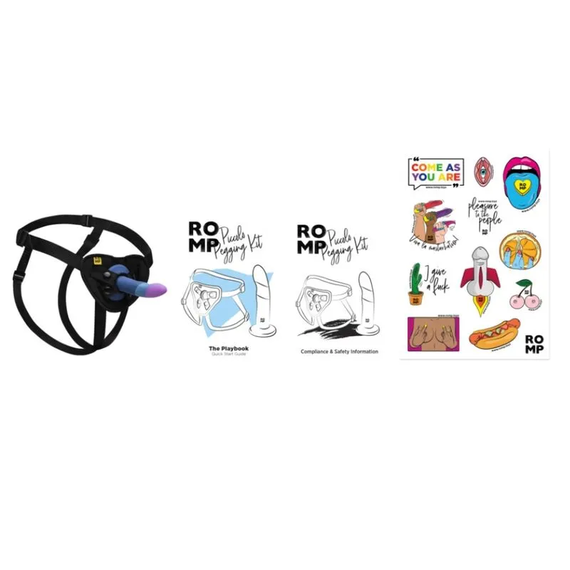 Strap-on ROMP Piccolo s postrojem a silikonovým dildem 14 cm, trojbarevný - obrázek 10