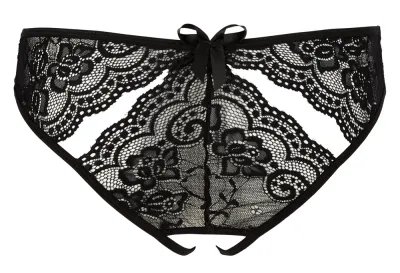 Krajkové kalhotky s otevřeným rozkrokem Cottelli Collection, černé, S - obrázek 5