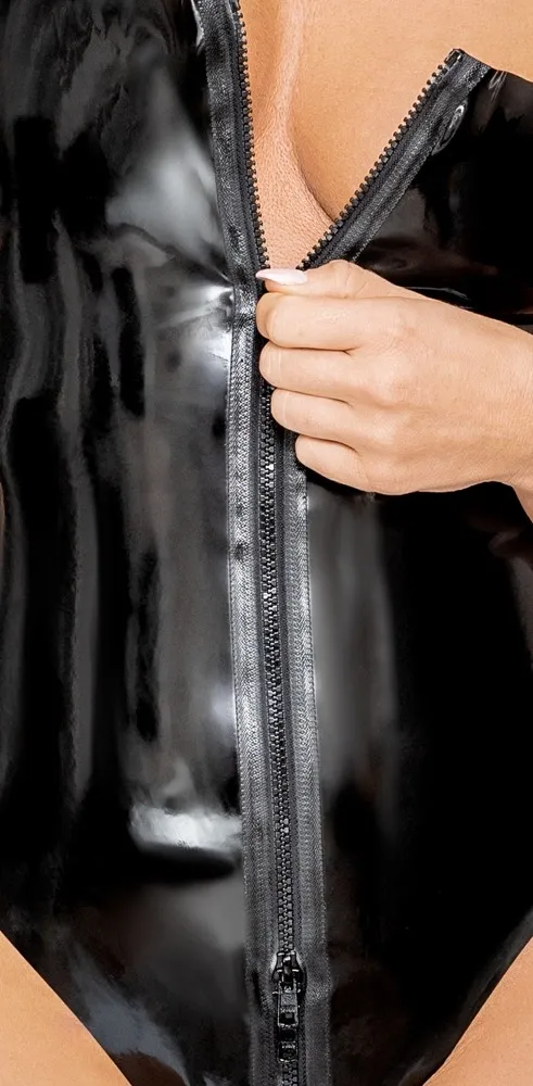 Latexové body LateX se čtvercovým výstřihem a dvoucestným zipem, černé, S - obrázek 7