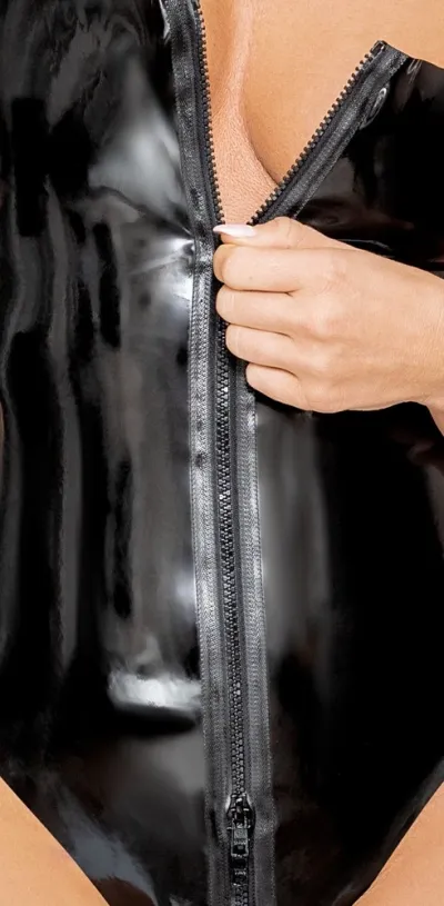 Latexové body LateX se čtvercovým výstřihem a dvoucestným zipem, černé, S - obrázek 7