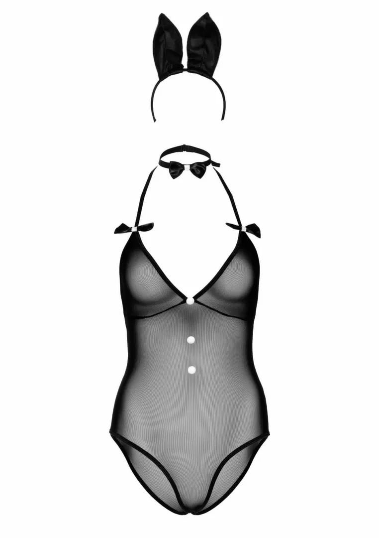 Erotický kostým zajíčka Tuxedo Bunny, body, obojek a uši - obrázek 6