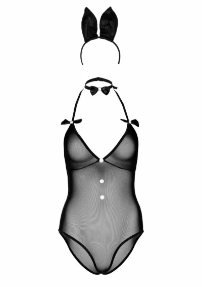 Erotický kostým zajíčka Tuxedo Bunny, body, obojek a uši - obrázek 6
