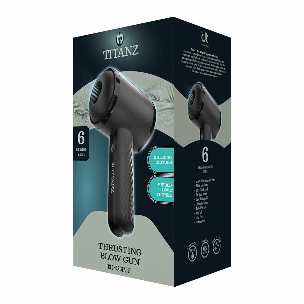 Automatický masturbátor Titanz Thrusting Blow Gun s přirážením a vibracemi, černý
