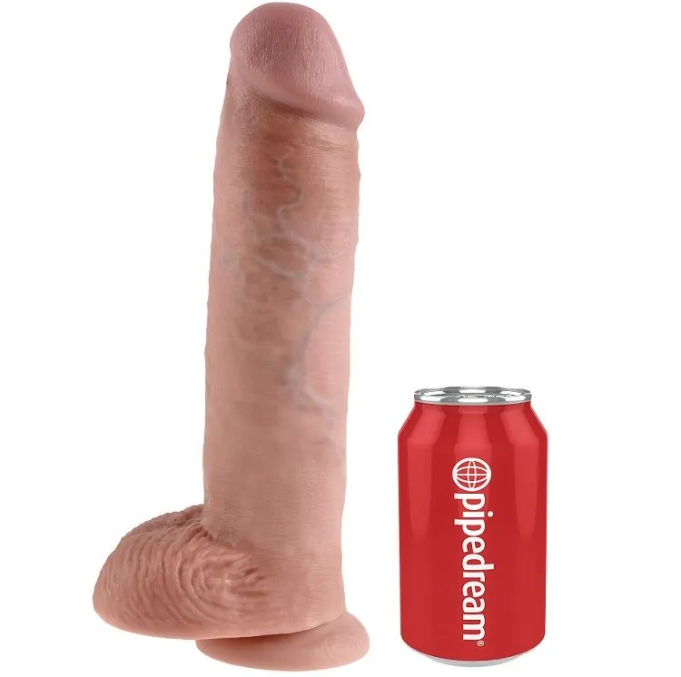 Realistické dildo King Cock s varlaty a přísavkou, 28 cm, tělové