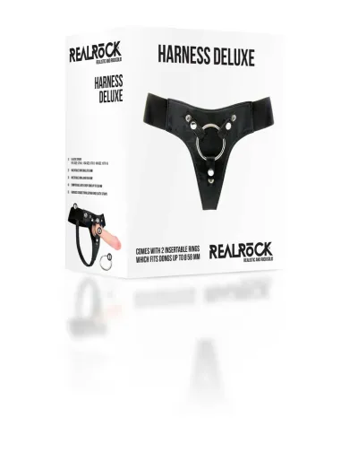 Postroj na strap-on RealRock Harness Deluxe, univerzální, nastavitelný, černý - obrázek 4