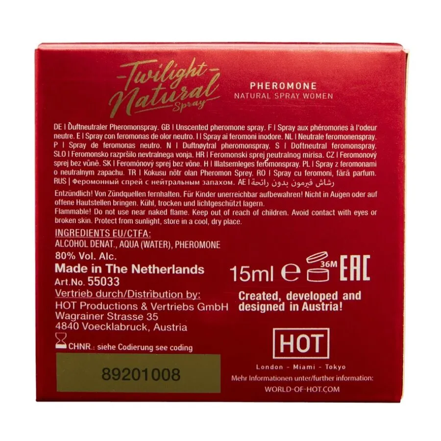 Feromonový sprej bez vůně pro ženy HOT Twilight Natural, 15 ml - obrázek 2