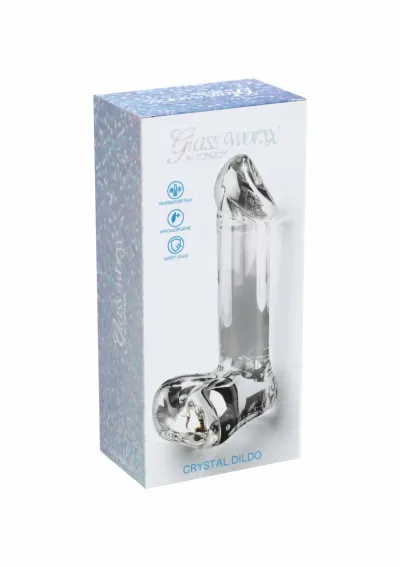 Skleněné dildo TOYJOY Glass Worxx Crystal Cock, borosilikátové sklo, průhledné - obrázek 2