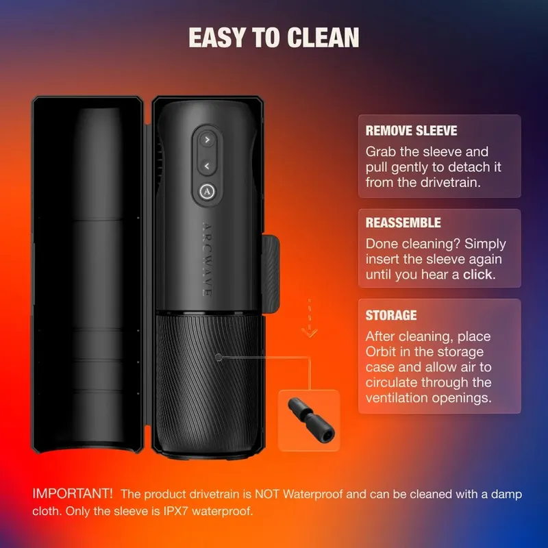 Rotační masturbátor Arcwave Orbit 360° s aplikací, černý - obrázek 6
