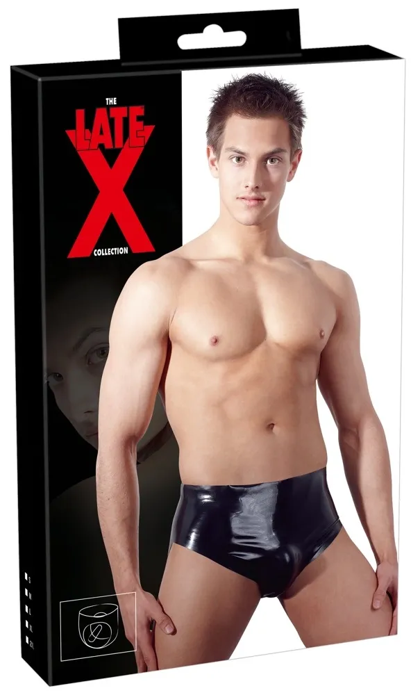Pánské latexové slipy LateX s nafukovacím análním kolíkem, černé, S